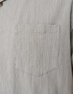 Crinkled Texture Short Sleeve Shirt in Moon