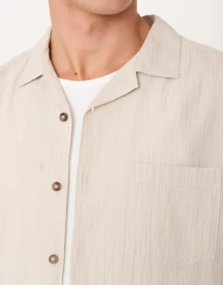 Crinkled Texture Short Sleeve Shirt in Moon