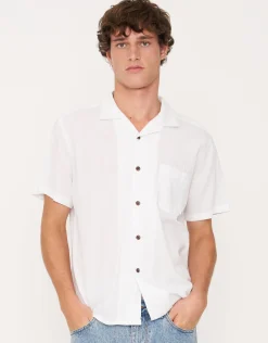 Crinkled Texture Short Sleeve Shirt in Moon