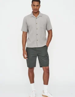 Crinkled Texture Short Sleeve Shirt in Moon