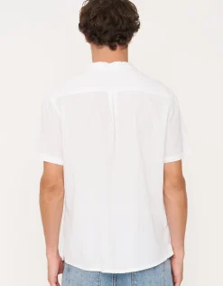 Crinkled Texture Short Sleeve Shirt in White