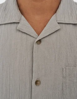 Crinkled Texture Short Sleeve Shirt in White