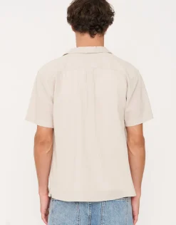 Crinkled Texture Short Sleeve Shirt in White