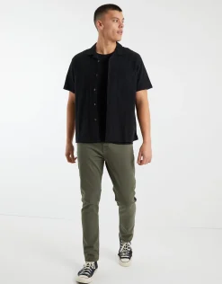 Crinkled Texture Short Sleeve Shirt in Beige