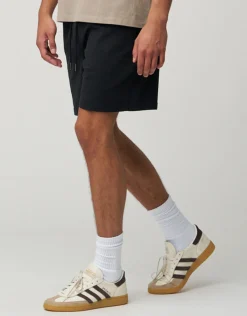 Crinkle Texture Elastic Waist Shorts in Bone 002