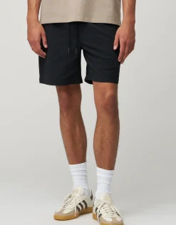 Crinkle Texture Elastic Waist Shorts in Bone 002