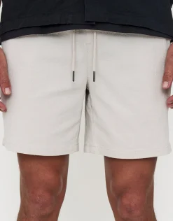 Crinkle Texture Elastic Waist Shorts in Bone 002
