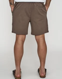 Crinkle Texture Elastic Waist Shorts in Bone 002