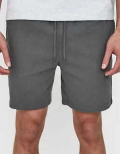 Crinkle Texture Elastic Waist Shorts in Bone 002