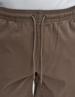 Crinkle Texture Elastic Waist Shorts in Brown