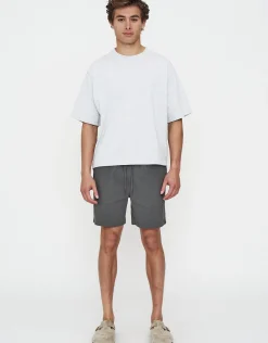 Crinkle Texture Elastic Waist Shorts in Brown