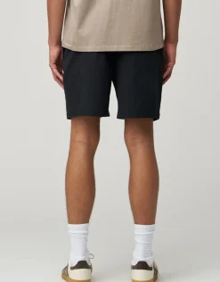 Crinkle Texture Elastic Waist Shorts in Brown