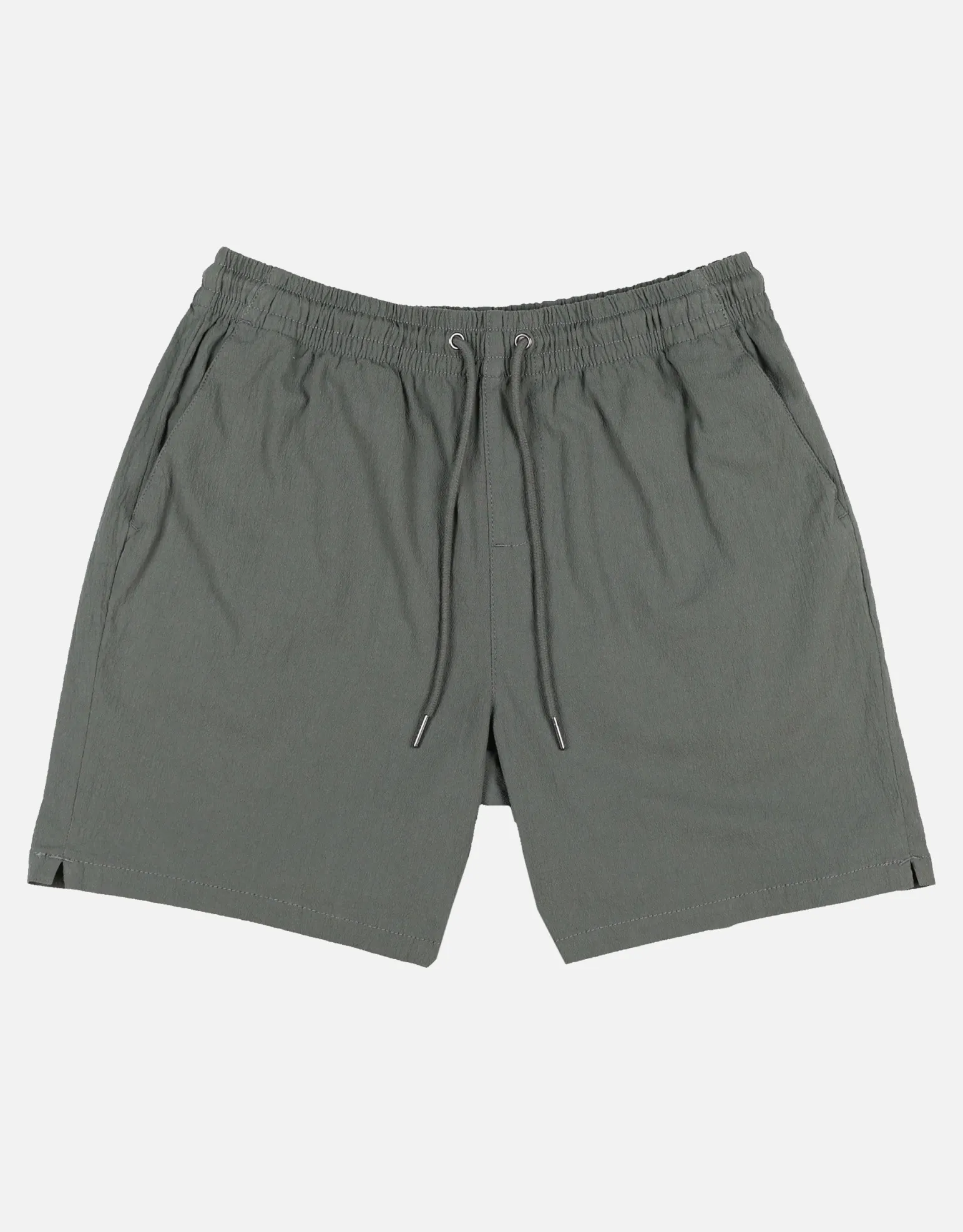 Crinkle Texture Elastic Waist Shorts in Black