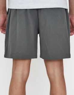 Crinkle Texture Elastic Waist Shorts in Black
