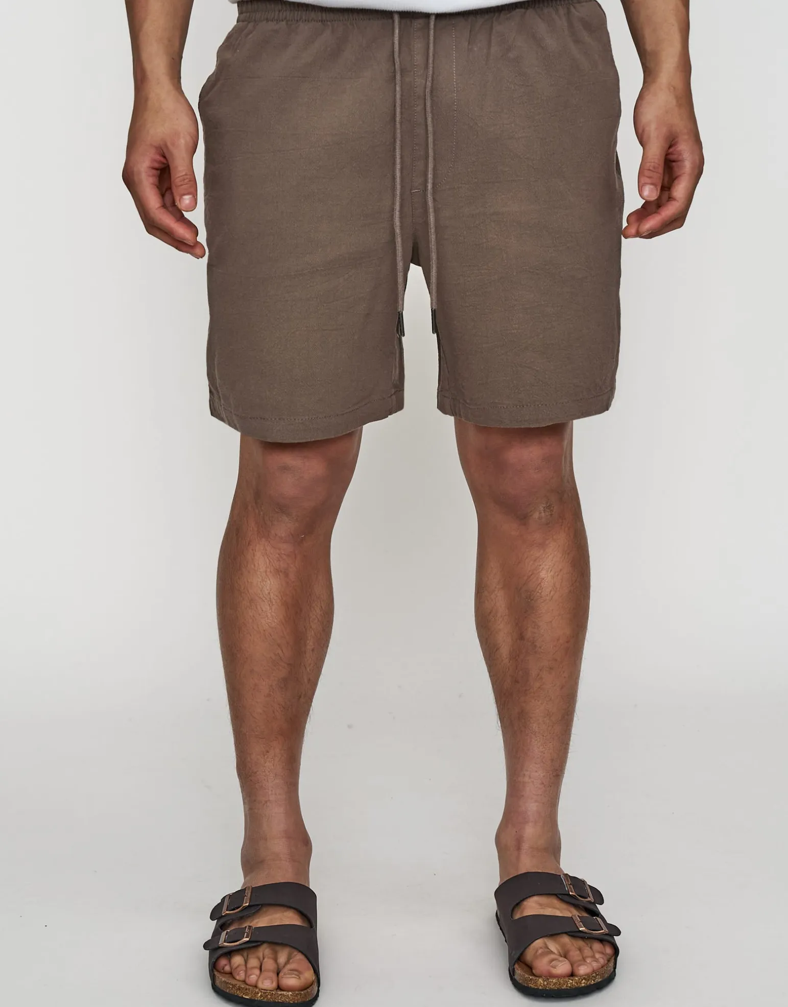 Crinkle Texture Elastic Waist Shorts in Black