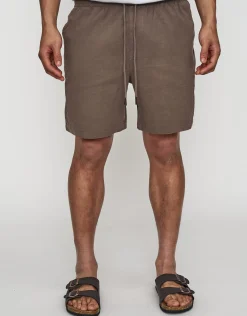 Crinkle Texture Elastic Waist Shorts in Charcoal