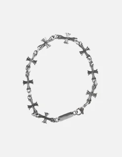 Cross Pendant Bracelet in Vintage Silver