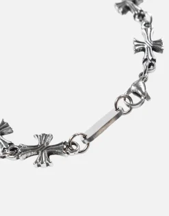 Cross Pendant Bracelet in Vintage Silver