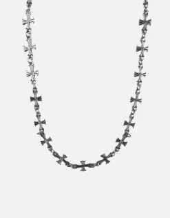 Cross Pendant Chain in Vintage Silver
