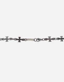 Cross Pendant Chain in Vintage Silver