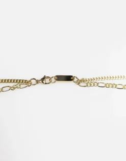 Cross Pendant Double Chain Necklace in Gold