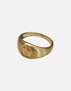 Cross Signet Ring in Vintage Silver