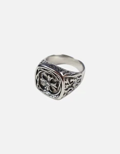 Cross Signet Ring in Vintage Silver