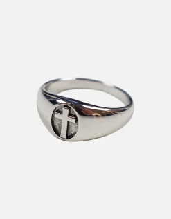 Cross Signet Ring in Vintage Silver