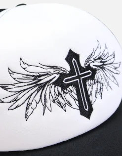 Cross Trucker Cap in White