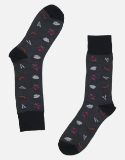 Crushed Tin Dress Socks in Grey