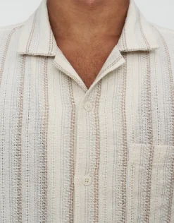Cuba Striped Short Sleeve Shirt in Oat