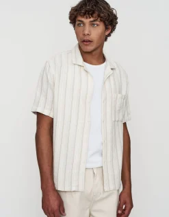 Cuba Striped Short Sleeve Shirt in Oat