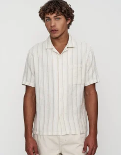 Cuba Striped Short Sleeve Shirt in Oat