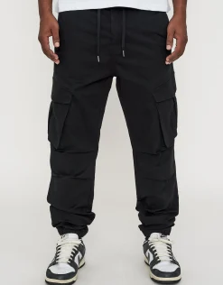 Cuffed Cargo Joggers in Black