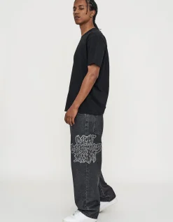 Cult Customs Baggy Fit Jeans in Washed Black