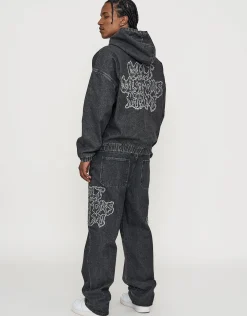 Cult Customs Baggy Fit Jeans in Washed Black