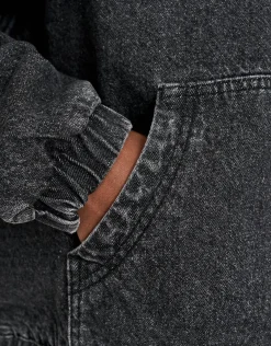 Cult Customs Oversized Hooded Jacket in Washed Black
