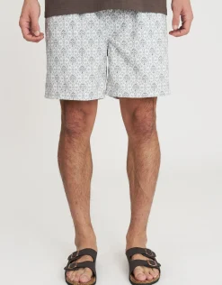 Damask Swim Shorts in Bone