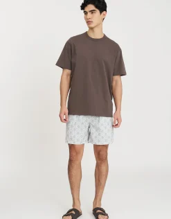 Damask Swim Shorts in Bone
