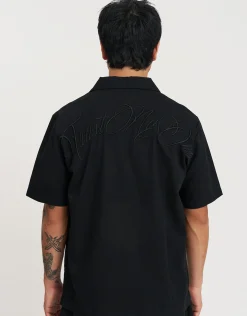 Dark Rose Short Sleeve Shirt in Black