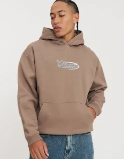 Defiance Car Oversized Hoodie in Wood Smoke
