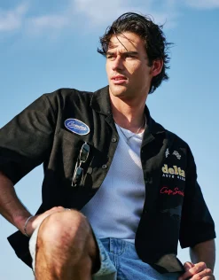 Delta Auto Cropped Short Sleeve Shirt in Black