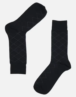 Diamond Dress Socks in Navy