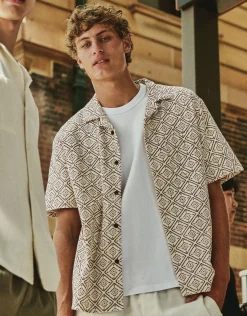 Diamond Short Sleeve Shirt in Oat