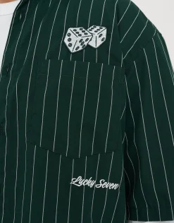 Dice Supply Cropped Short Sleeve Shirt in Deep Forest Green