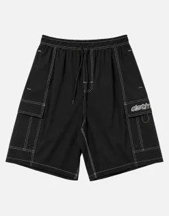 Distortion Cargo Swim Shorts in Black