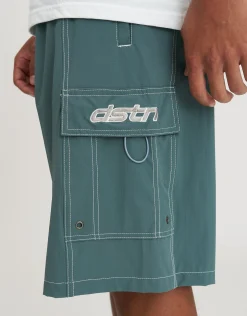 Distortion Cargo Swim Shorts in Black