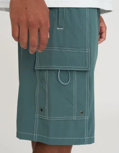 Distortion Cargo Swim Shorts in Black