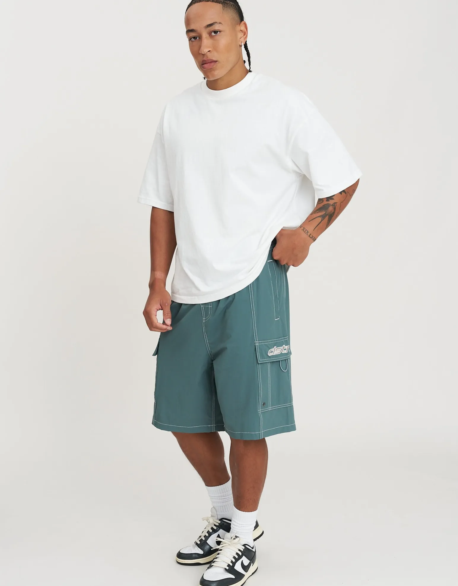 Distortion Cargo Swim Shorts in Obsidian Blue