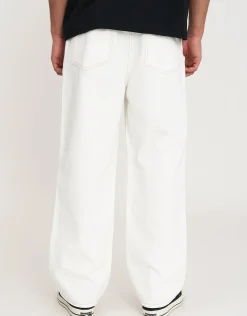 Distortion Debossed Baggy Jean in Cloud White